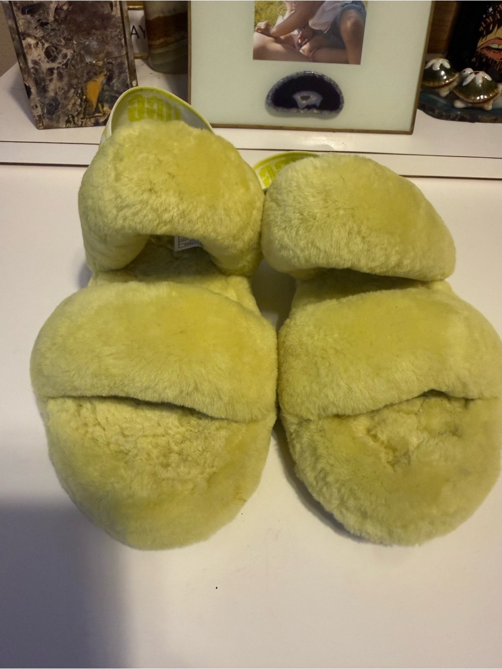 Ugg Lime Fuzzy Sling Back Shoes